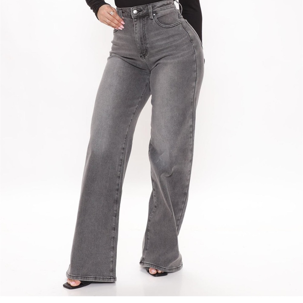 Gray, Wide Leg Jeans